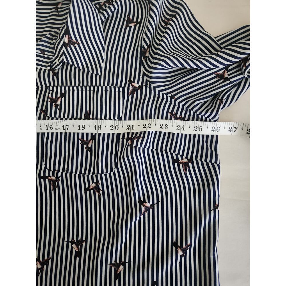 Roz& and Ali all over navy Striped hummingbird novelty print blouse sz 2X career - Picture 11 of 12